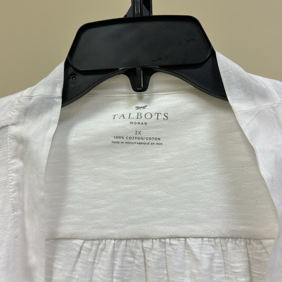 Plus size Talbots open front white sweater - Picture 3 of 6